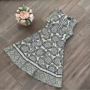 Maggy London Lime Green Floral Fit & Flare Knee Length Dress